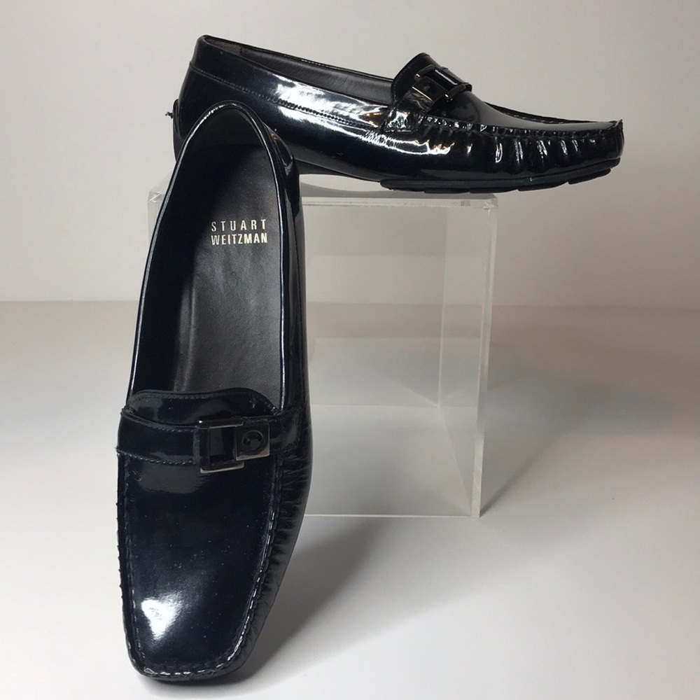 Stuart Weitzman Black Patent Leather Driving Shoe